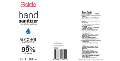 Sistela Hand Sanitizer 1l 70p (Sistela 1 L 70p Label)